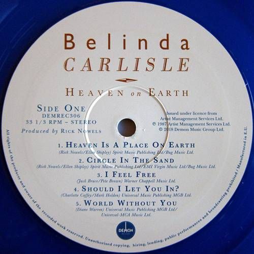 Belinda Carlisle – Heaven On Earth LP (2018 Blue Translucent Vinyl)